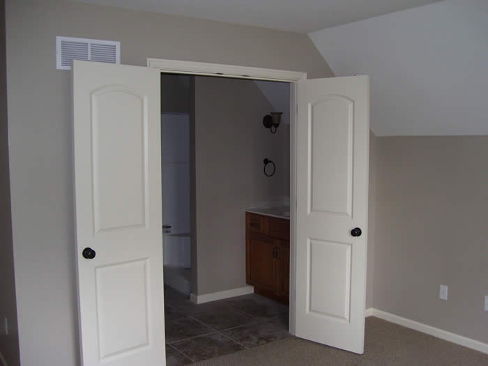 Looking into master bathroom
