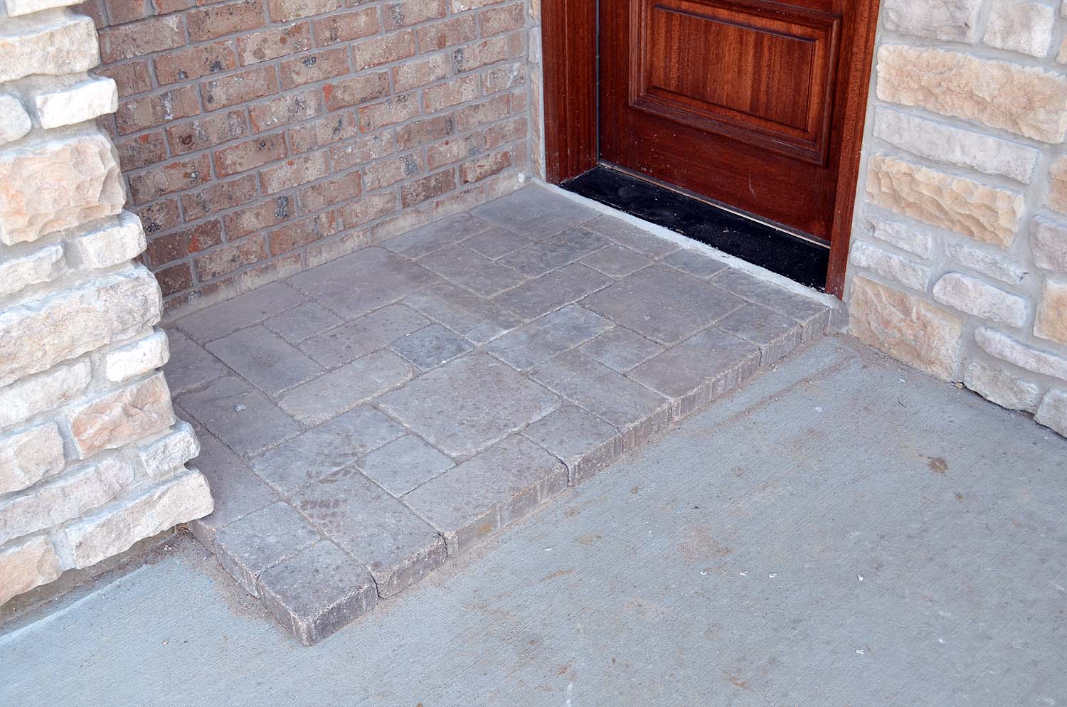 Pavers at side porch entry