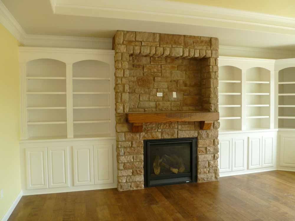 Great room built ins and fireplace