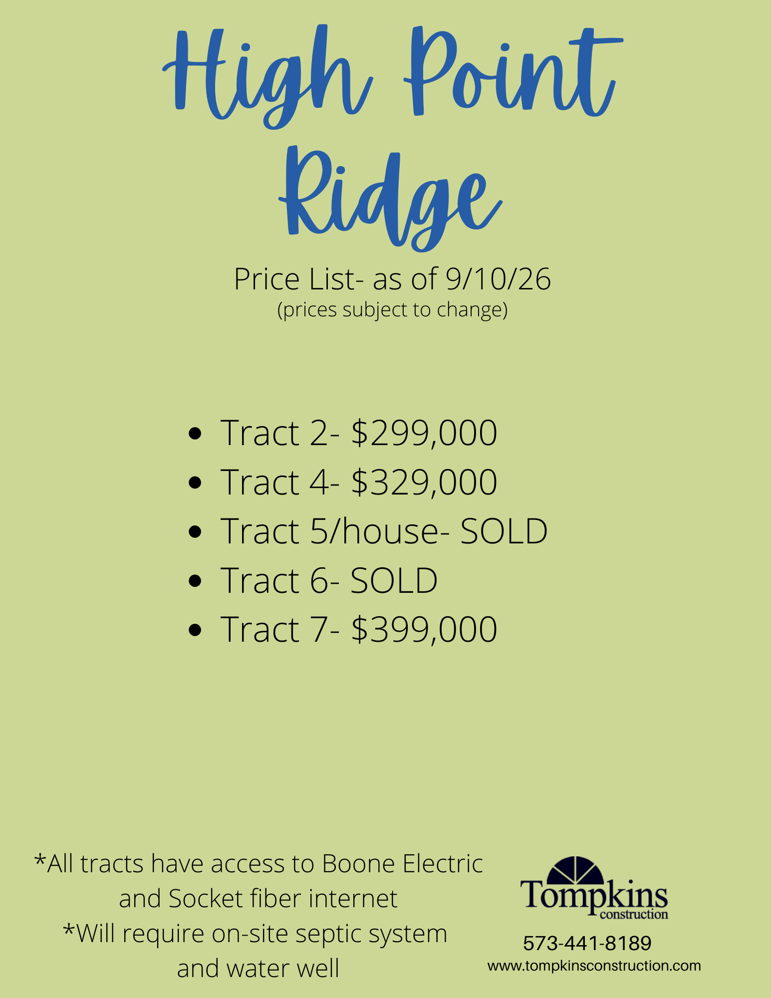 Tract prices