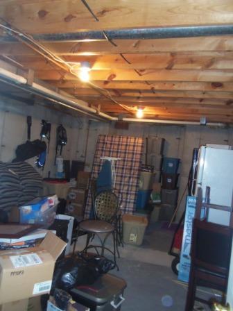 Unfinished storage space in basement
