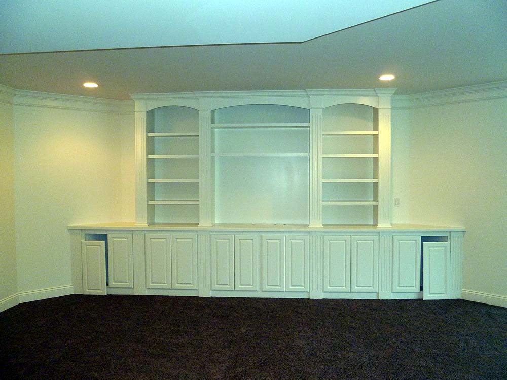 <p>Painted wood built in cabinetry</p>