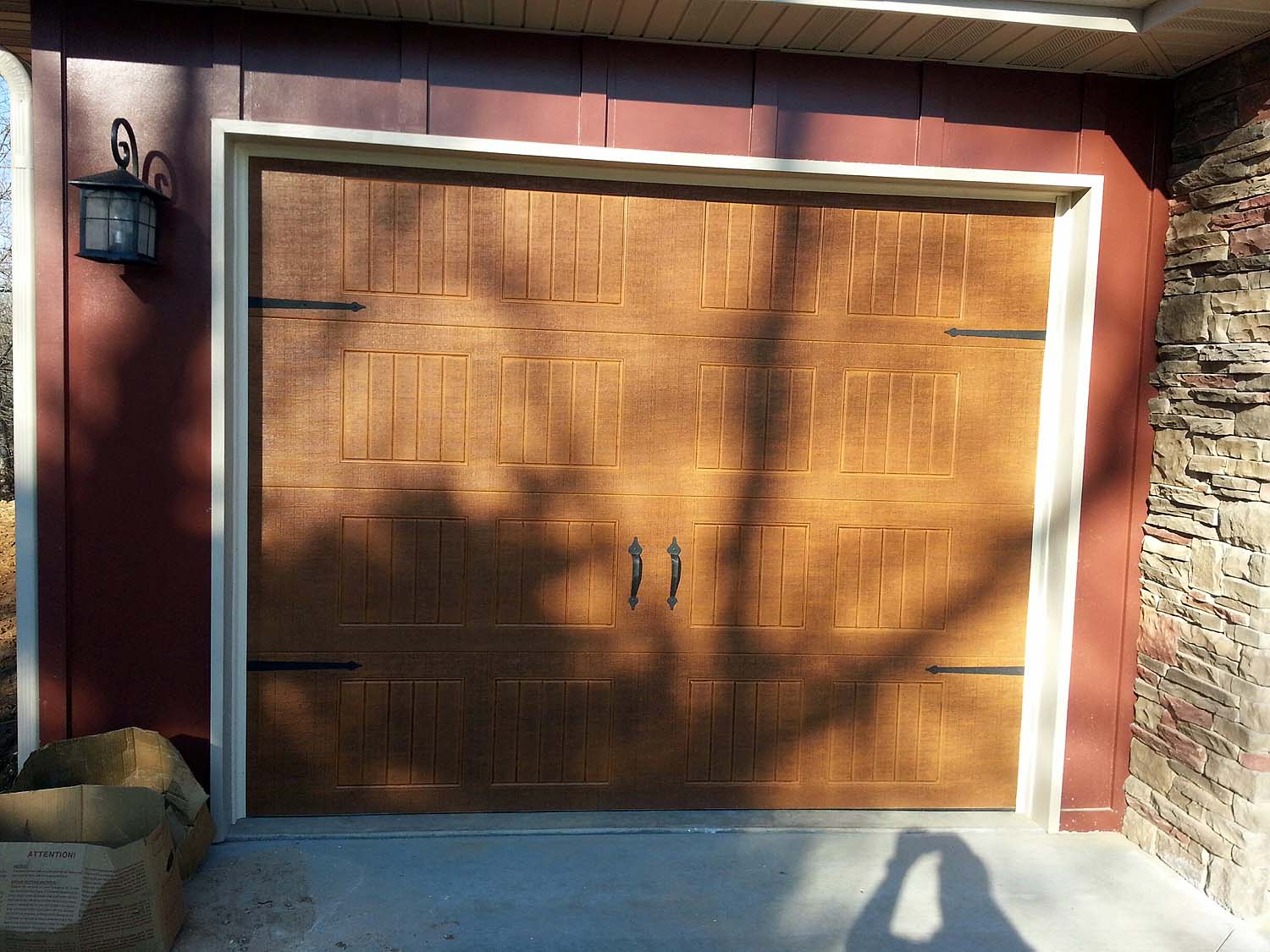 Stained garage door