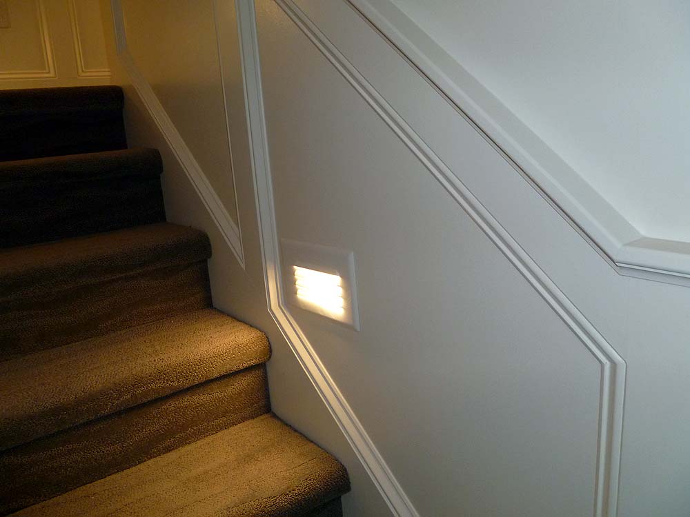 <p>Recessed step light on side wall</p>