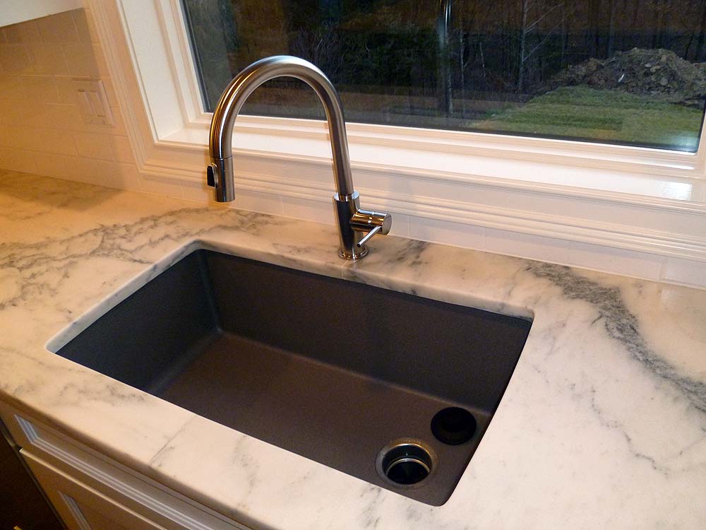 Under mount sink in marble counter top