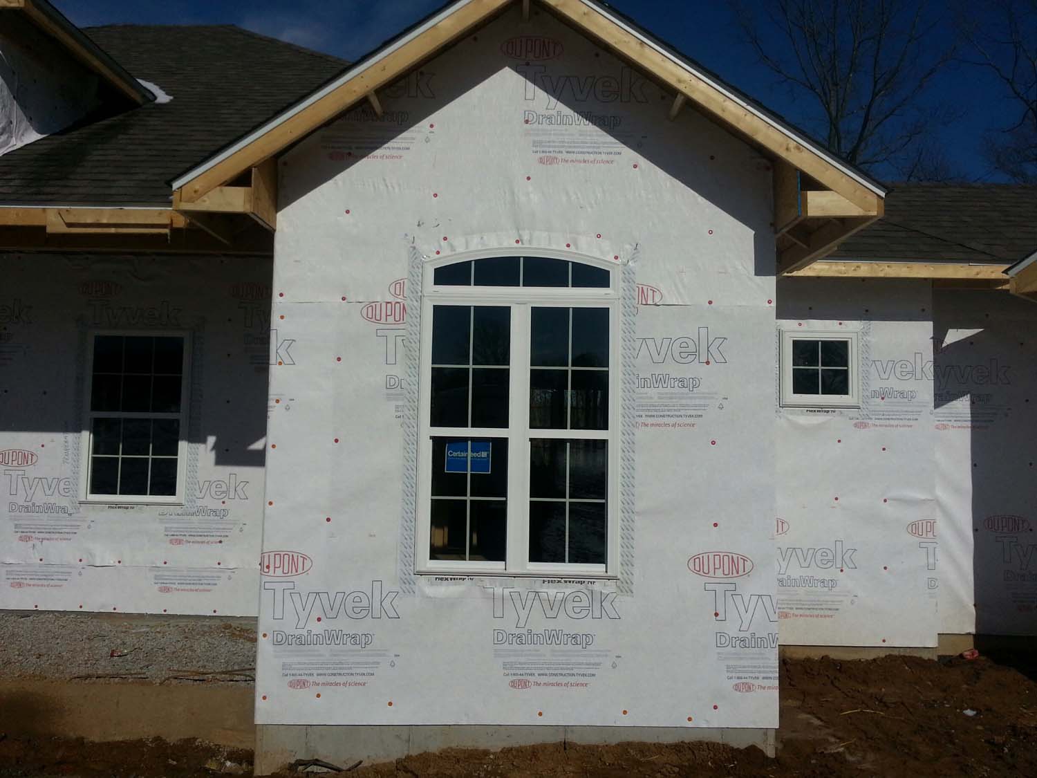 New house with Tyvek House Wrap