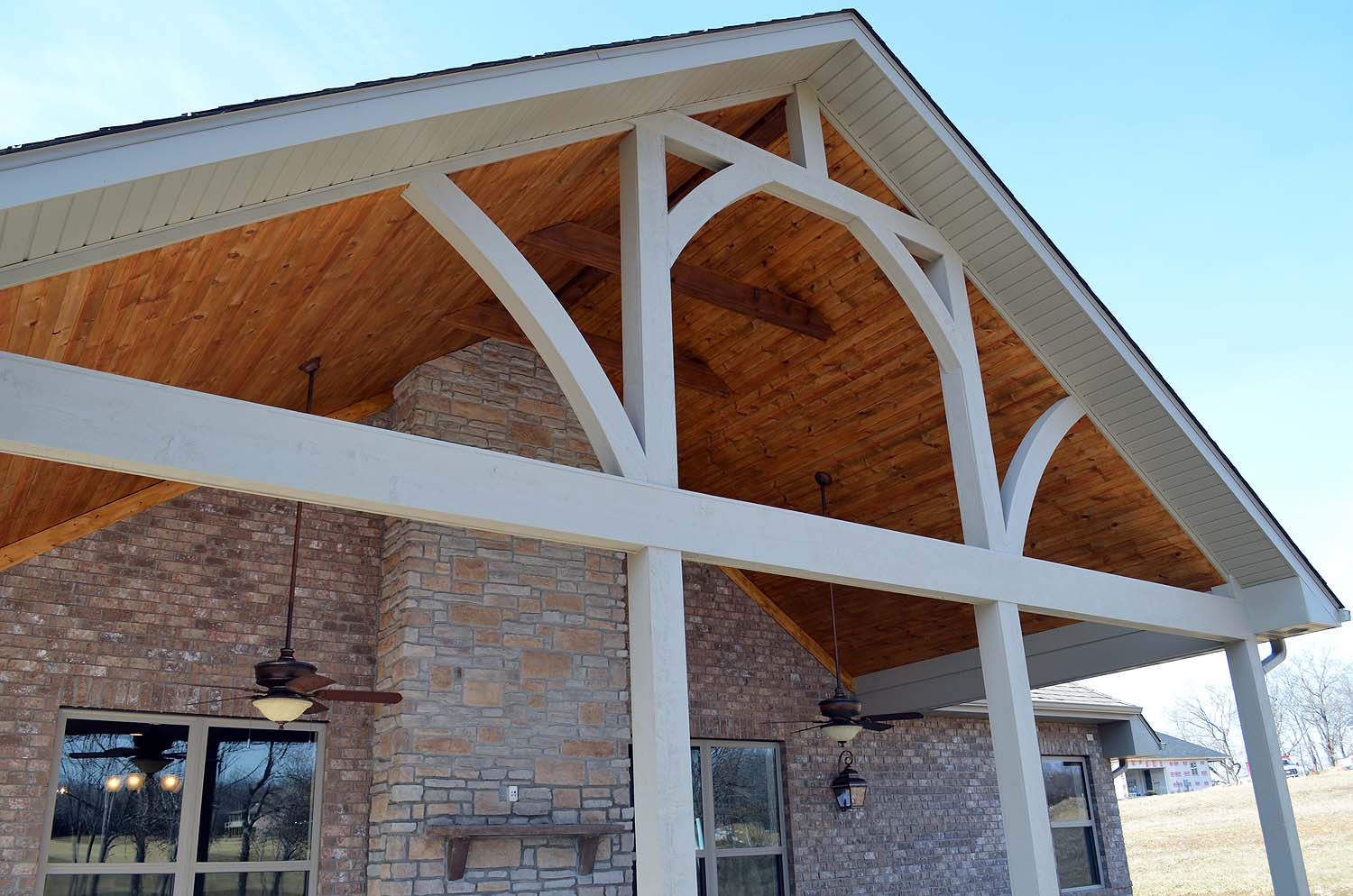 <p>Wood beams supporting rear porch</p>