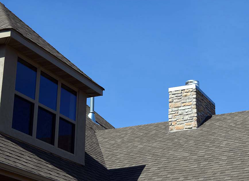 <p>Stone veneer on chimney</p>