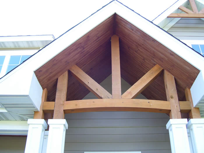 <p>Front porch gable beams</p>