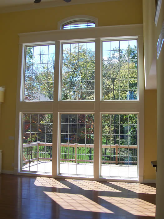 Double stacked windows in 2 story room